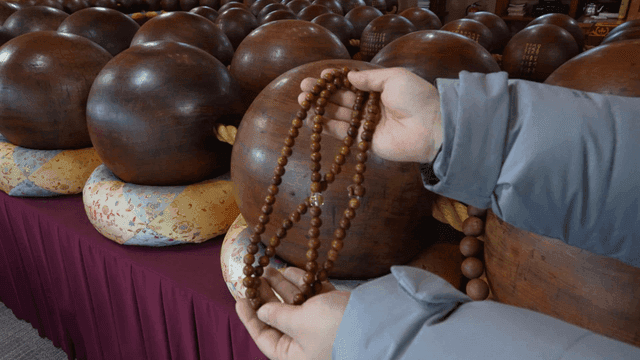 Temple filled with large wooden bells