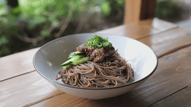 Bowl of buckwheat soba