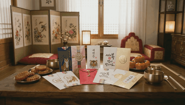 Traditional Korean Lunar New Year's money envelopes