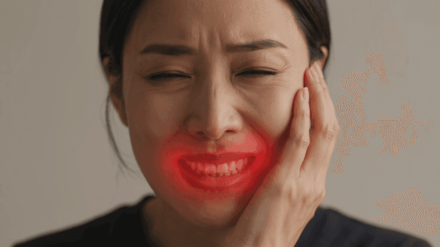 Woman suffering from severe toothache