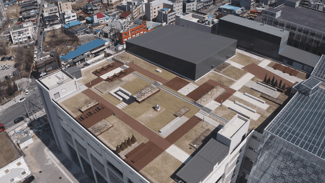 도시 환경의 현대적인 옥상 정원