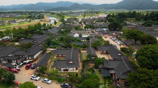 Traditional Korean village with scenic views