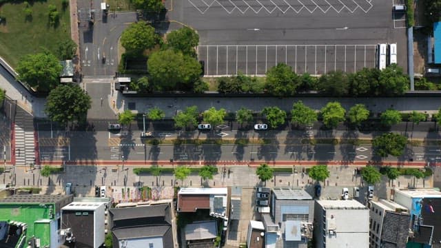 도시 교통 교차로의 항공 전망