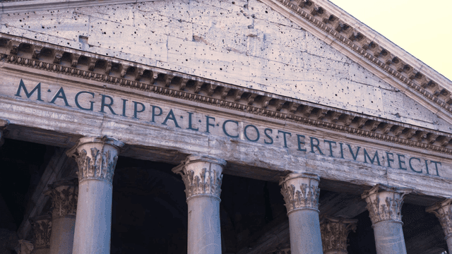 Historic Roman building with columns