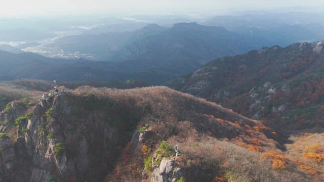 Mountain range with autumn foliage