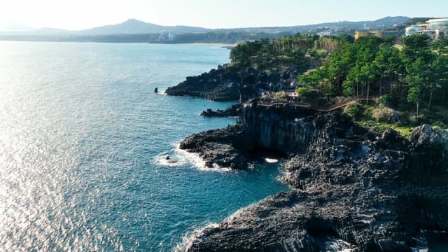 Rocky coastline with clear blue sea