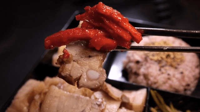 Bossam served with dried radish kimchi