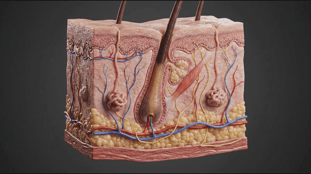 Detailed view of human skin layers