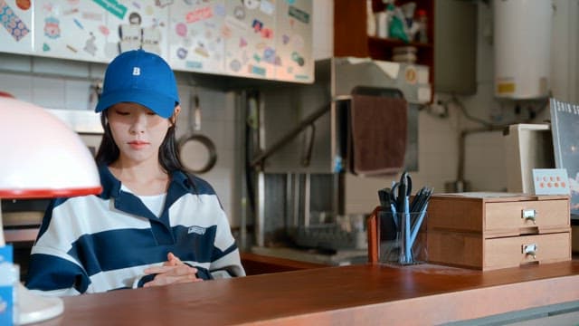 Woman paying with cash and an employee giving change