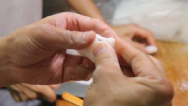 Skilled Hands Shaping Dumplings