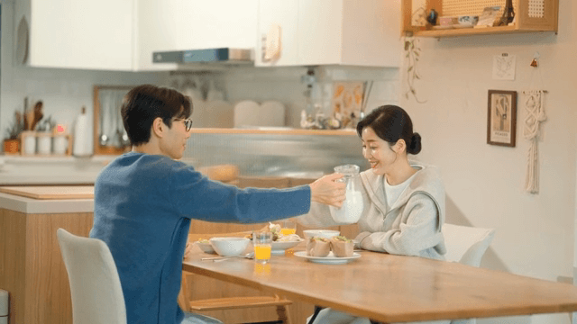 Couple enjoying breakfast together