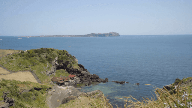 Coastal view with distant island