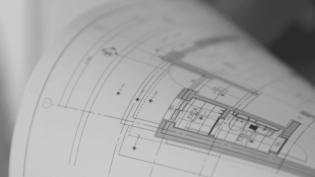 Detailed architectural blueprint on paper
