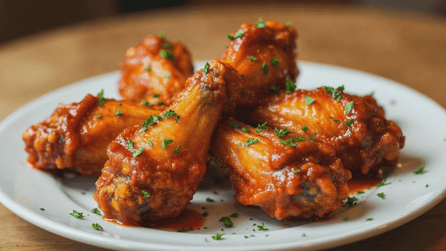 Spicy Buffalo Chicken Wings on Plate