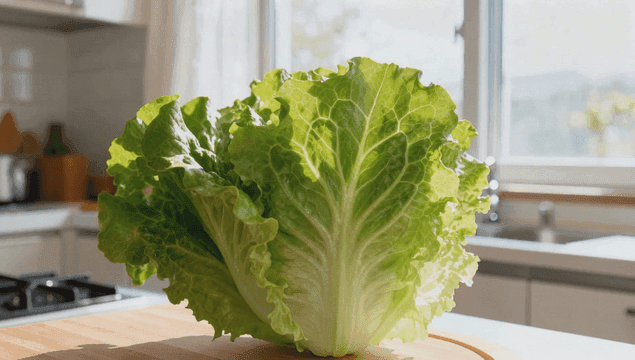 주방 조리대 위의 신선한 배추