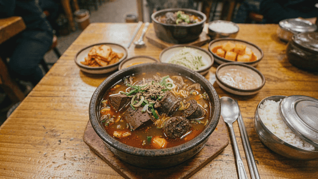 Steaming hot blood soup
