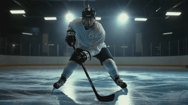 National ice hockey players on ice rink