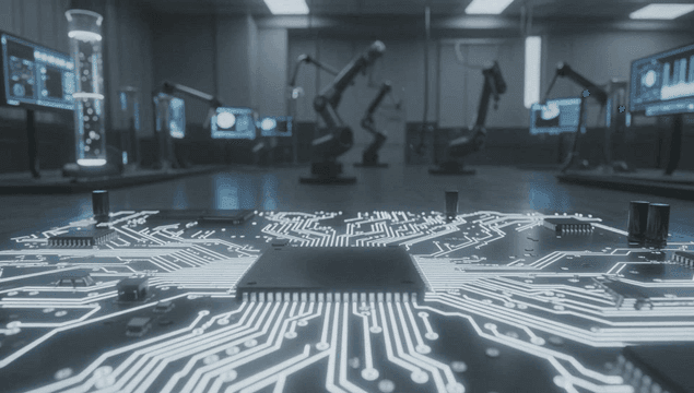 Advanced circuit board in a tech lab