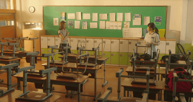 Students in a classroom after school