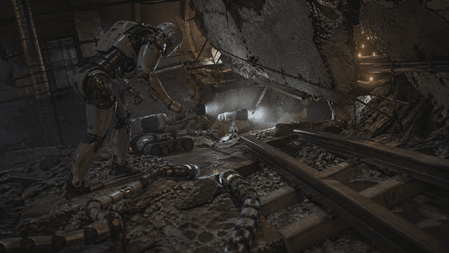 Robots performing rescue operations in collapsed building