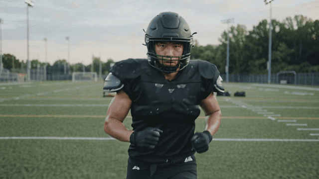 Football player training on the field