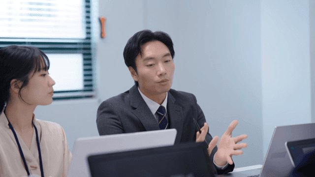 Office meeting with focused discussion