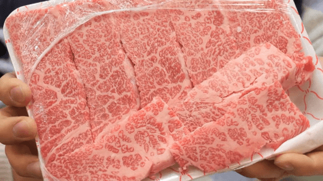 포장된 마블링 소고기 슬라이스