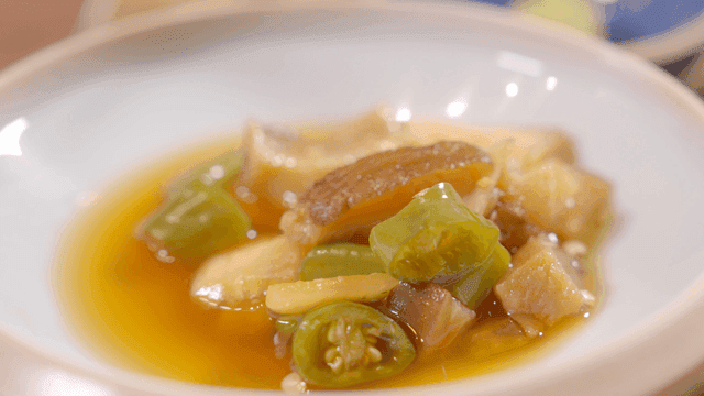 간장에 절인 한국시 채소 요리 반찬