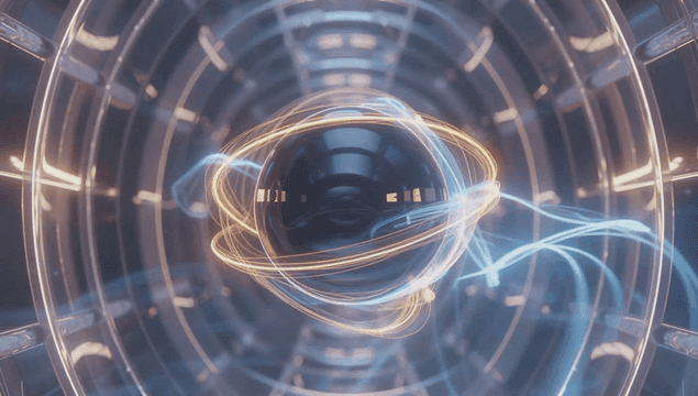 Dynamic energy flow in a futuristic tunnel