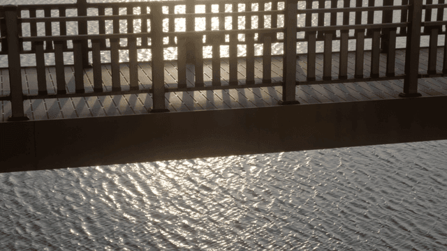 Bridge over sparkling river