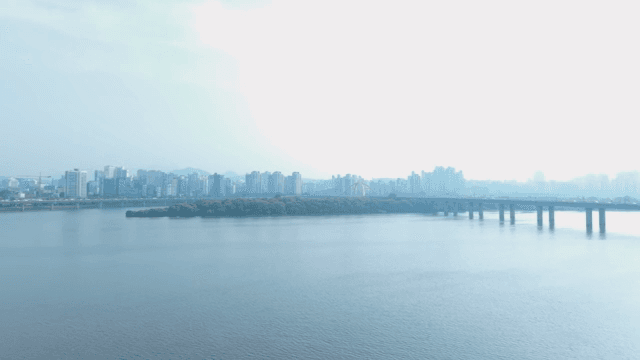 강과 다리가 있는 도시 스카이라인