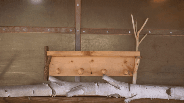 흰 나뭇가지 위의 나무 거치대