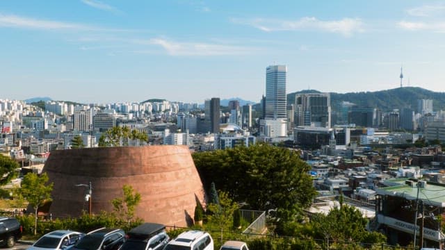 Wide Cityscape view with blue sky