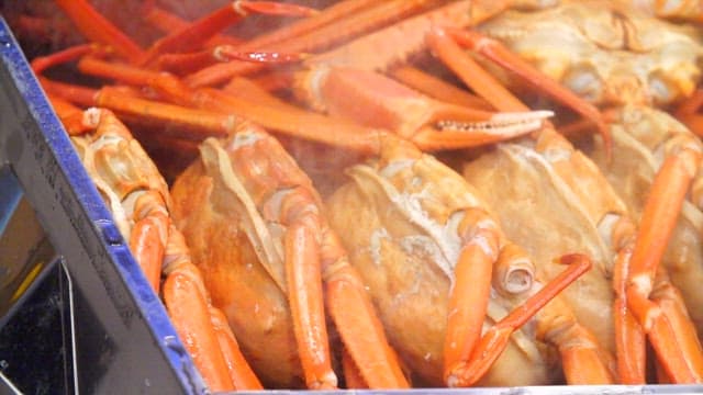 Fresh red crab prepared in a steamer