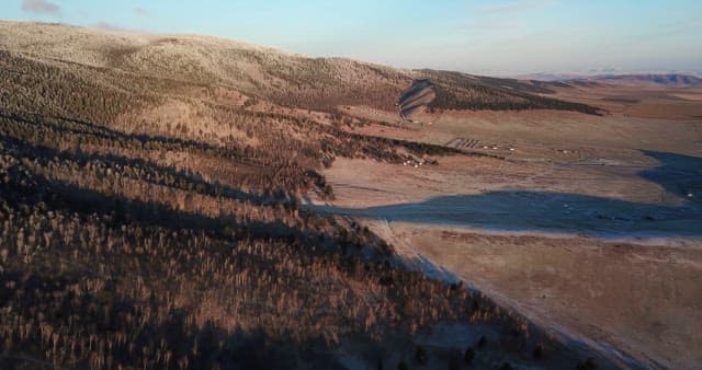 Expansive forest and mountain landscape