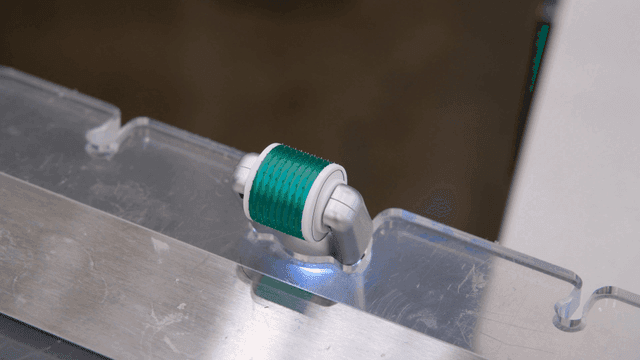Close-up of derma roller on surface