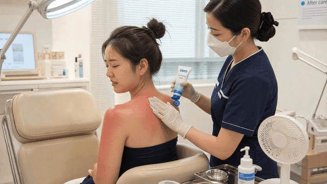 Woman receiving skin treatment