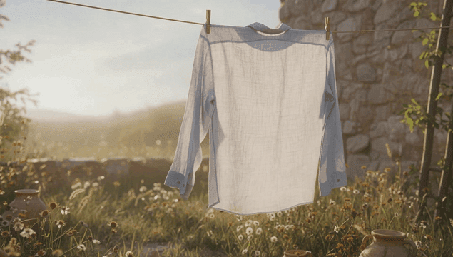 Shirt drying in a sunny garden