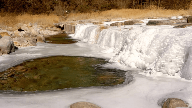 얼음이 형성된 얼어붙은 강