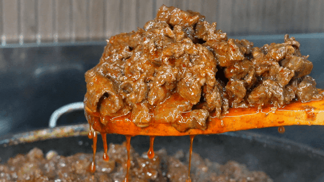Korean beef dish being cooked in a pan