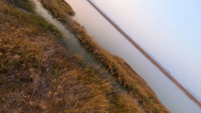 고요한 강변의 석양