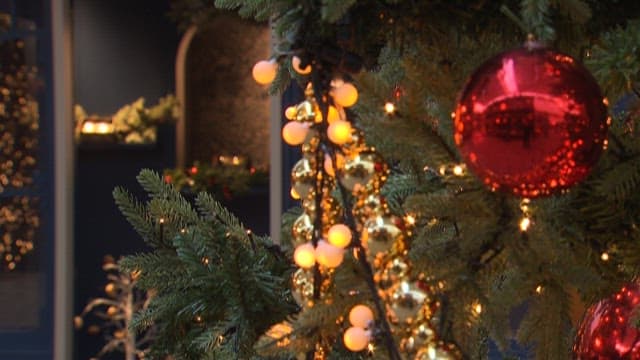 조명과 장식이 있는 크리스마스 트리