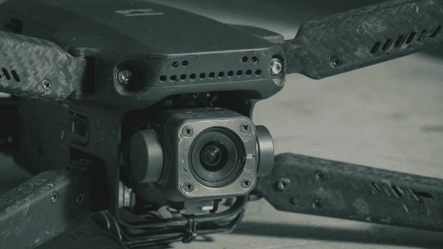 Close-up shot of drone placed on ground