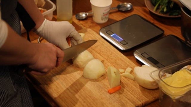 Weighing Fresh Ingredients Prepared in the Kitchen