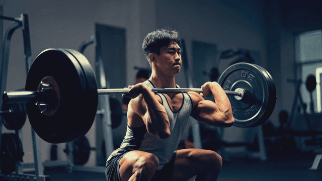 헬스장에서 역기를 드는 남성