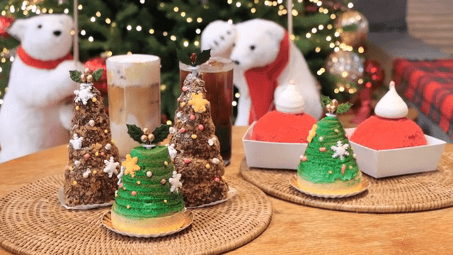 Christmas-themed desserts and decorations