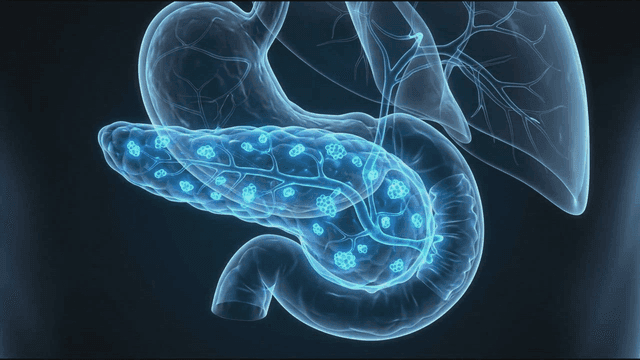 Detailed view of human pancreas anatomy