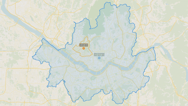 Map highlighting Seodaemun-gu area of ​​Seoul