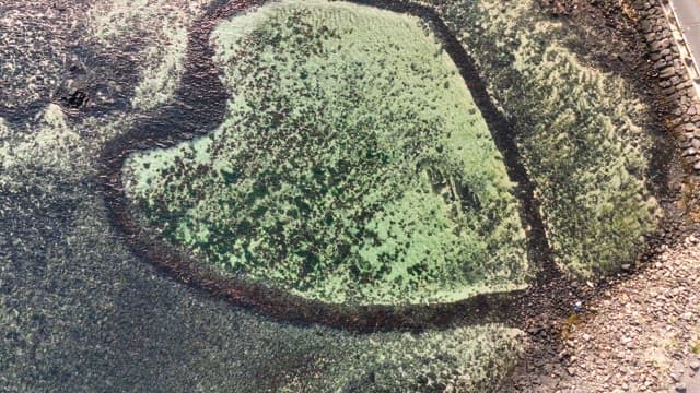 바다 옆 하트 모양의 암석 지형