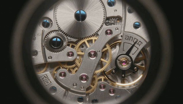 움직이는 정교한 시계 기어